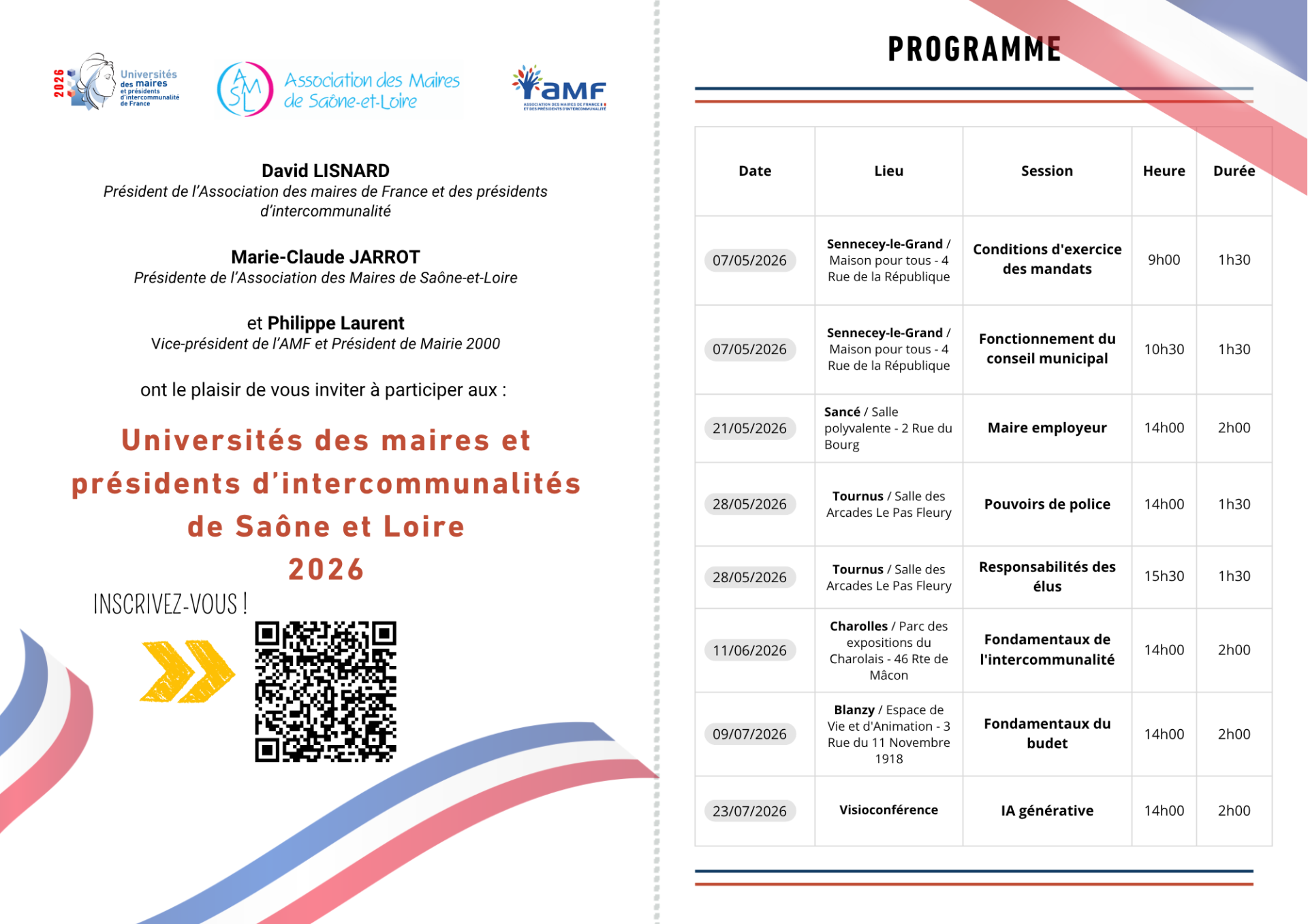 Programme à jour des Universités 2026